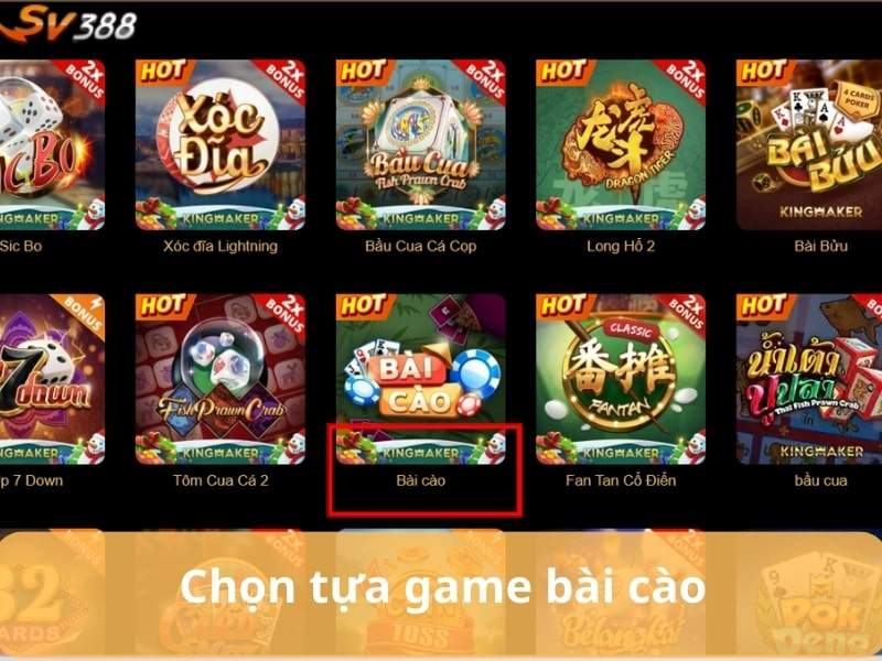 Chọn trò chơi "Bài Cào"