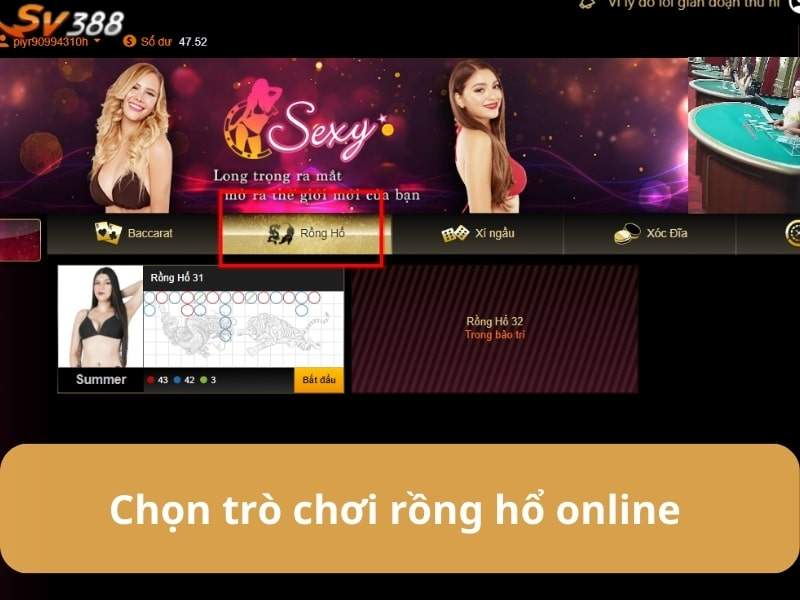 Chọn trò chơi "Rồng hổ"