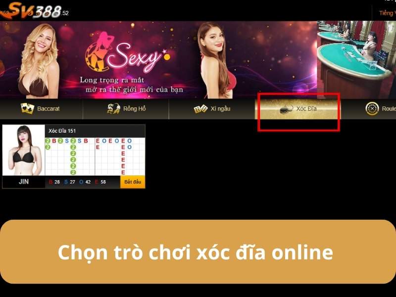 Truy cập vào trò chơi xóc đĩa