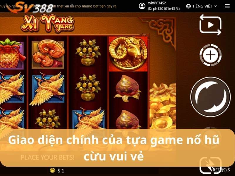 Giao diện chính của tựa game nổ hũ cừu vui vẻ