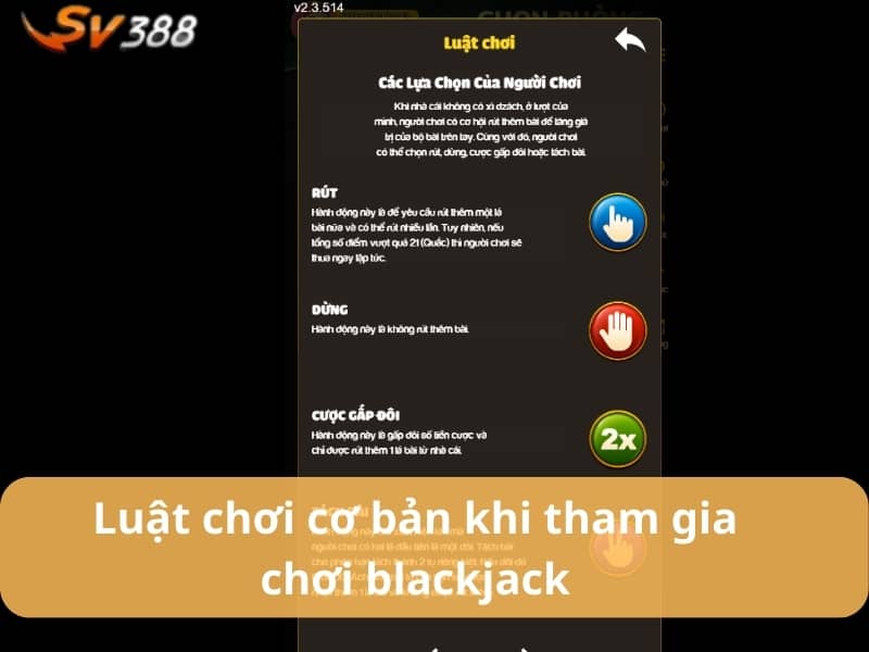Luật chơi bài Blackjack trong game bài SV388