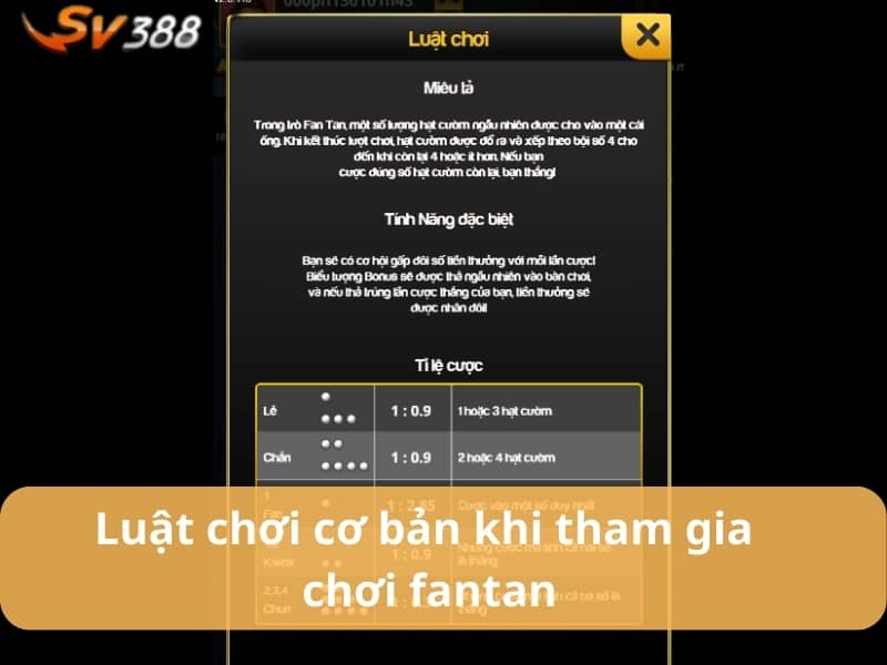 Luật chơi cơ bản khi tham gia chơi bài fantan