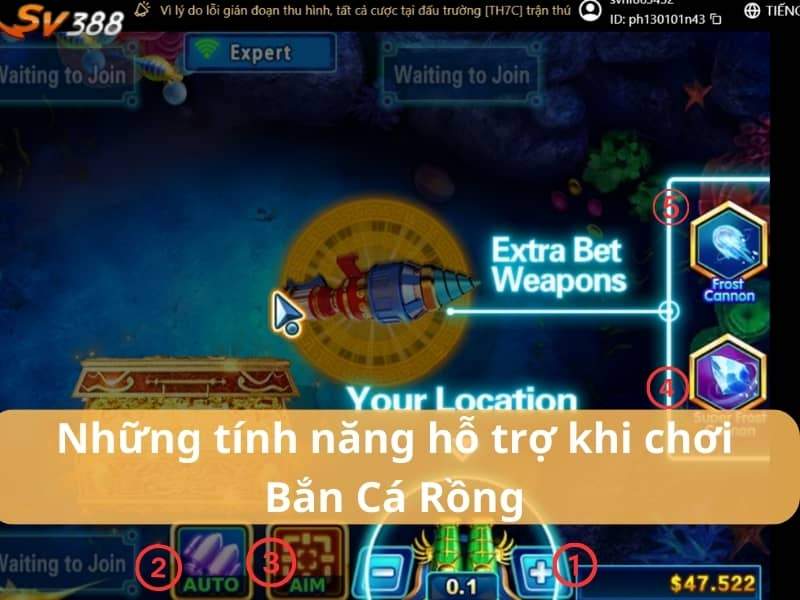 Những tính năng hỗ trợ khi chơi bắn Cá Rồng