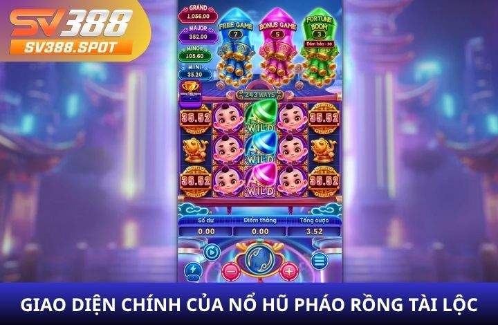 Giao diện chính của nổ hũ Pháo Rồng Tài Lộc SV388