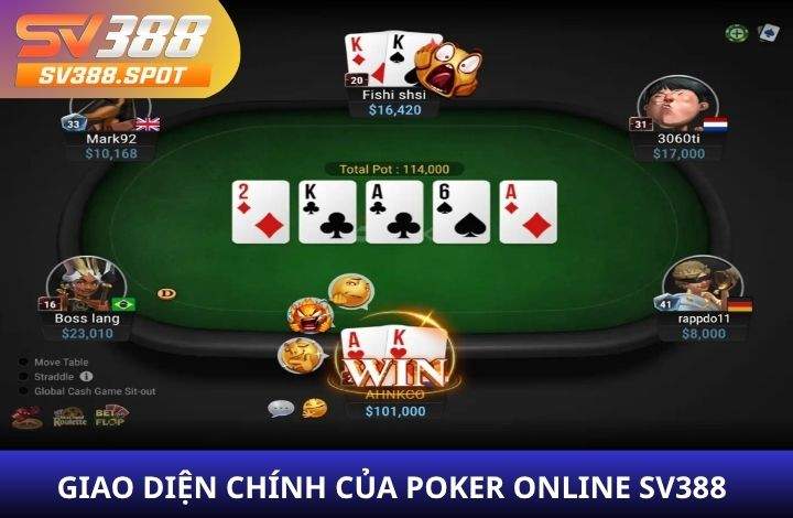 Giao diện đặt cược Poker SV388